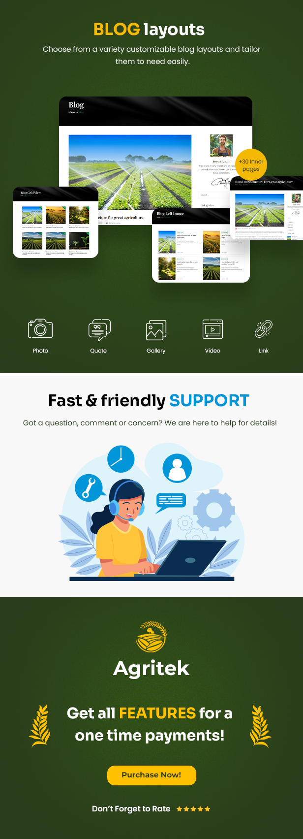 Agritek - Agriculture, Dairyfarm and Gardening WordPress Theme